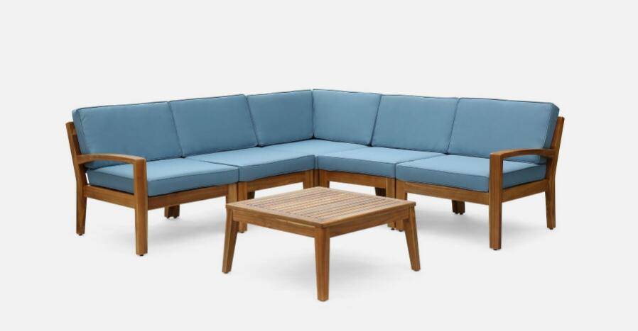 Grenada 5 Seater Acacia Wood Sectional Sofa Set