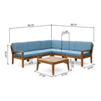 Grenada 5 Seater Acacia Wood Sectional Sofa Set