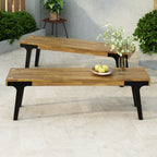 Acacia Wood Bench Set of 2