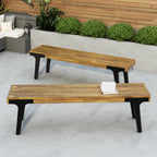 Acacia Wood Bench Set of 2