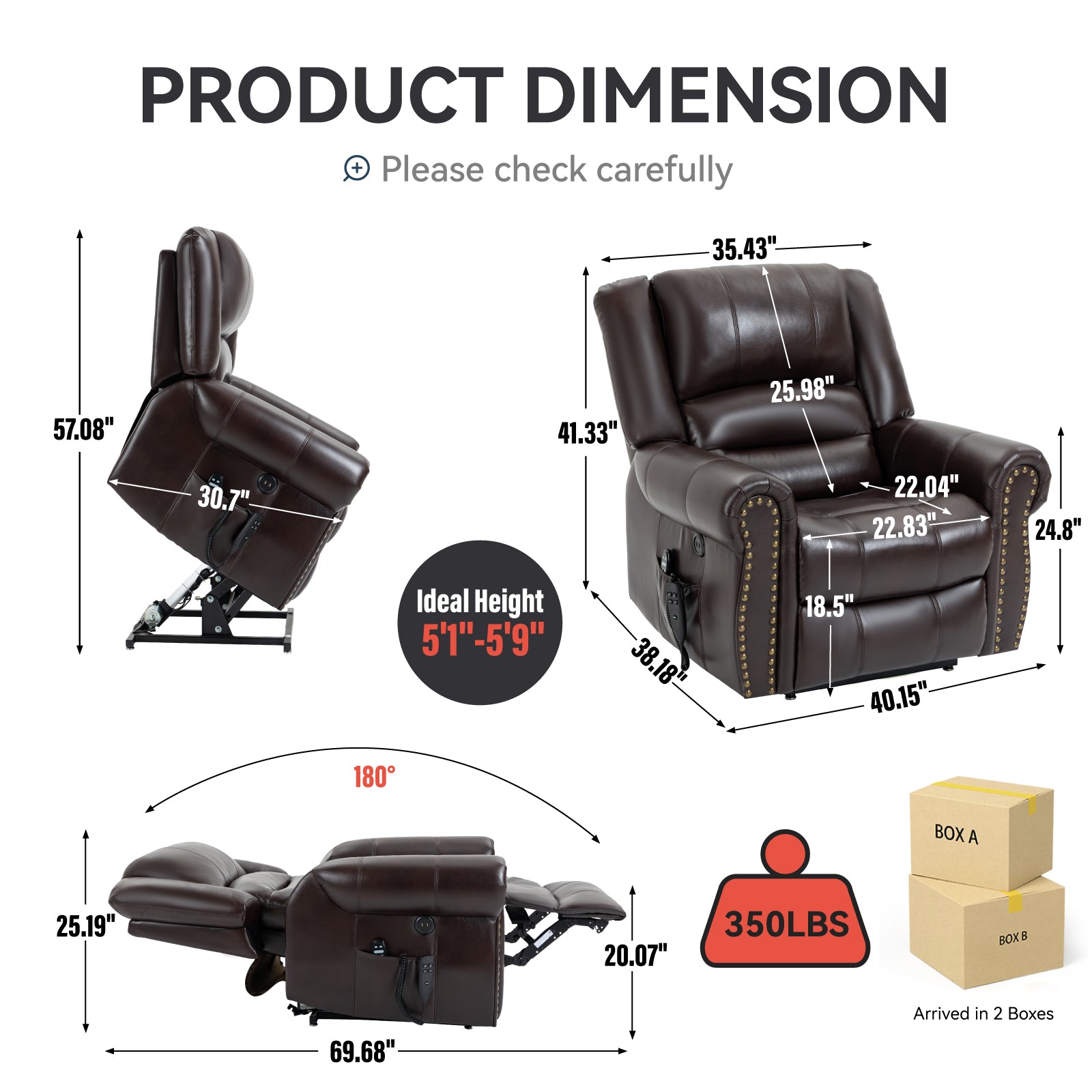 Power Lift Recliner Chair With Heat & Massage Features