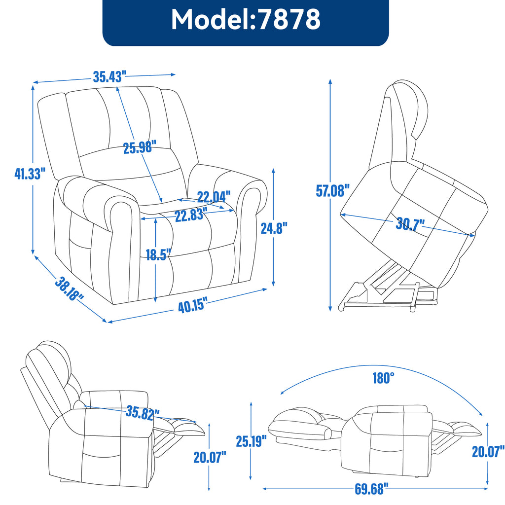 Power Lift Recliner Chair With Heat & Massage Features
