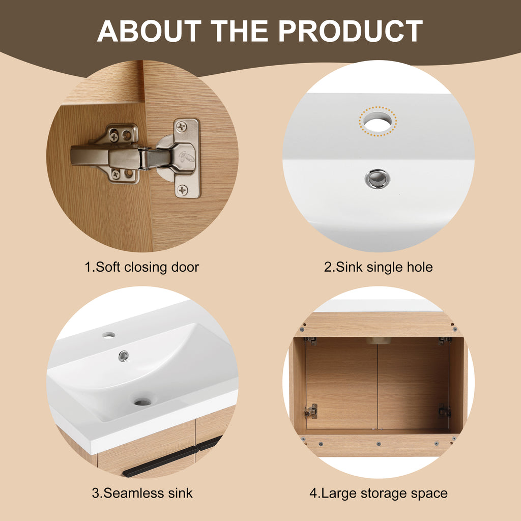 24" Wall Mounted Bathroom Vanity with Resin Basin
