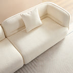 White Sectional Sofa, Durable Fabric, Solid Wood Frame
