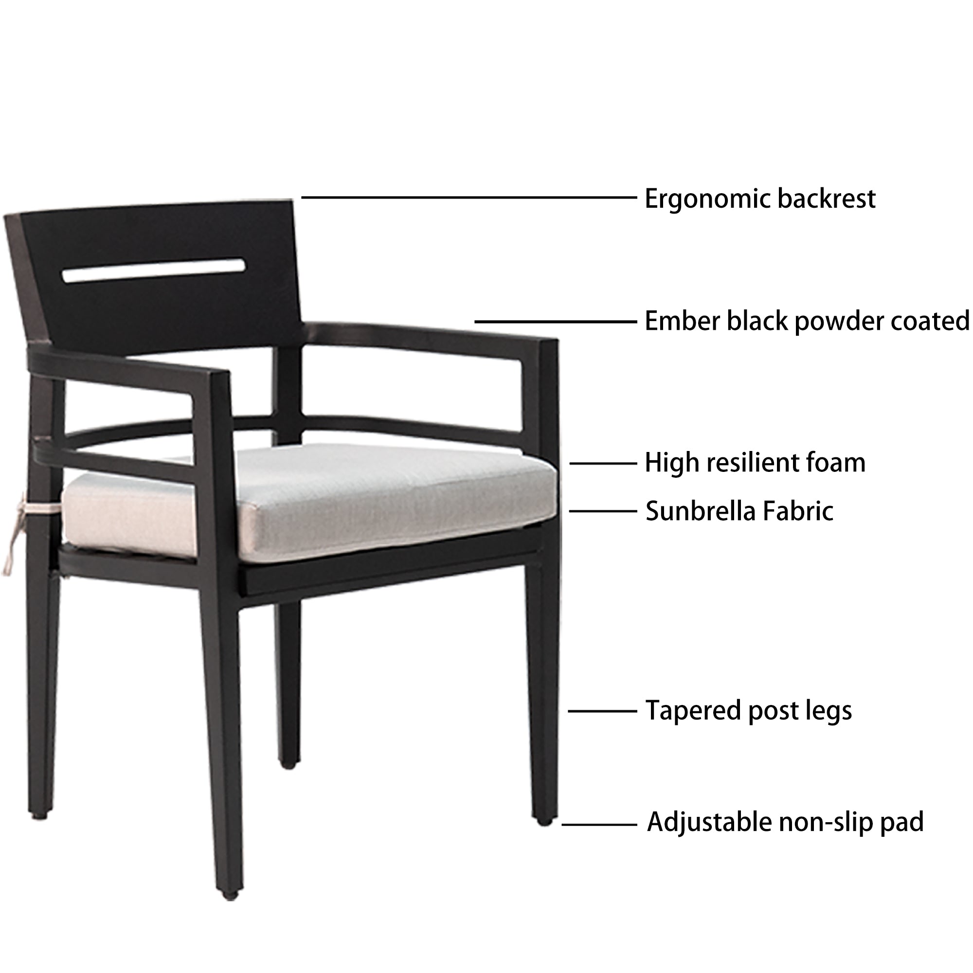 5-Piece Outdoor Patio Aluminum Furniture Dining Set
