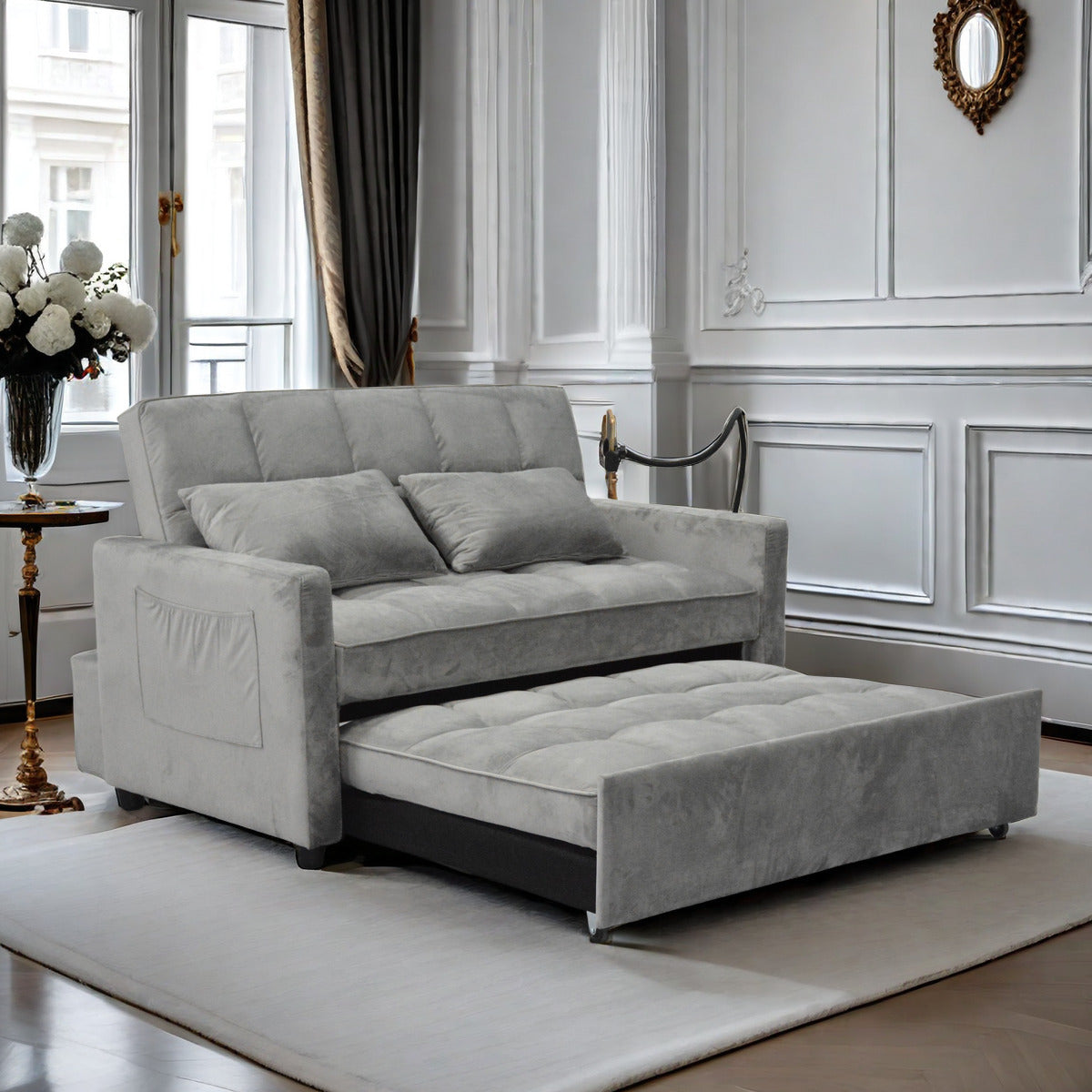 Modern Velvet Loveseat Futon Sofa