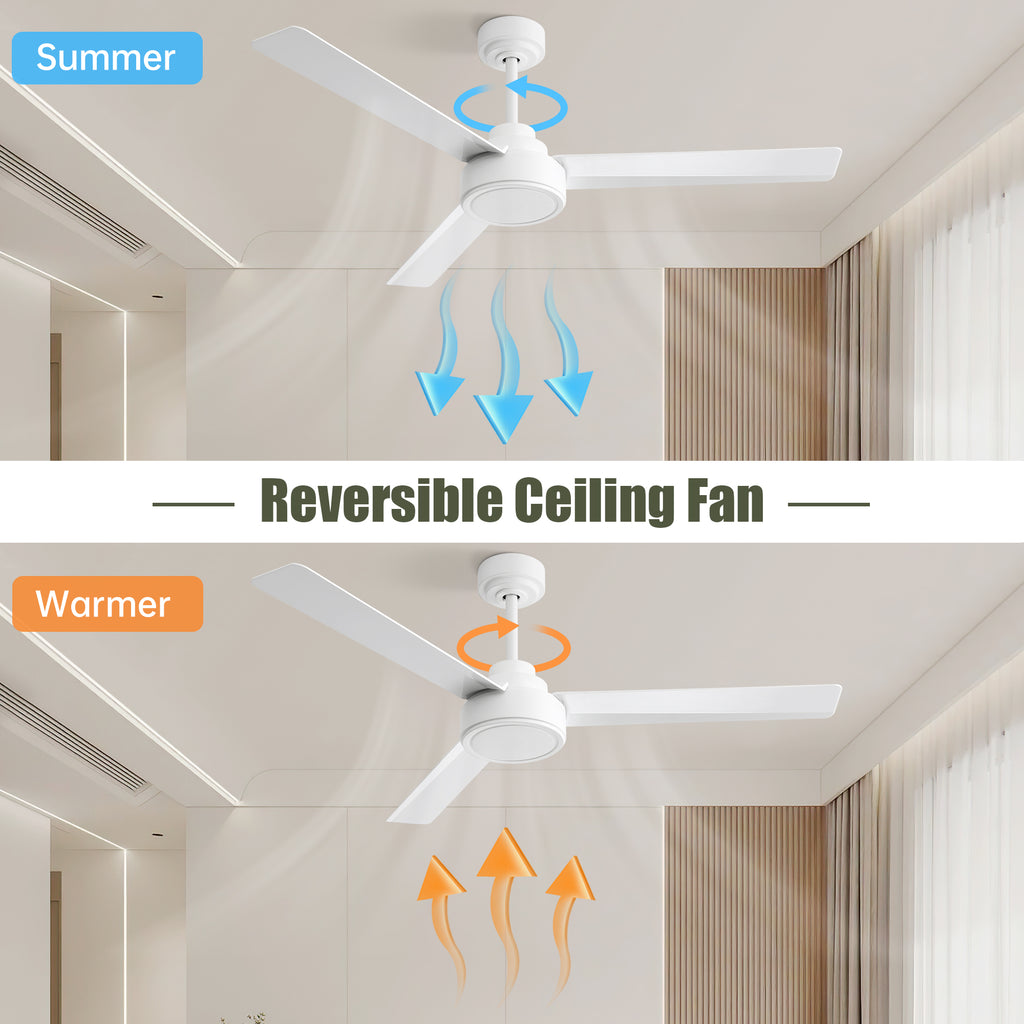 52" Ceiling Fan Without Light with Remote Control