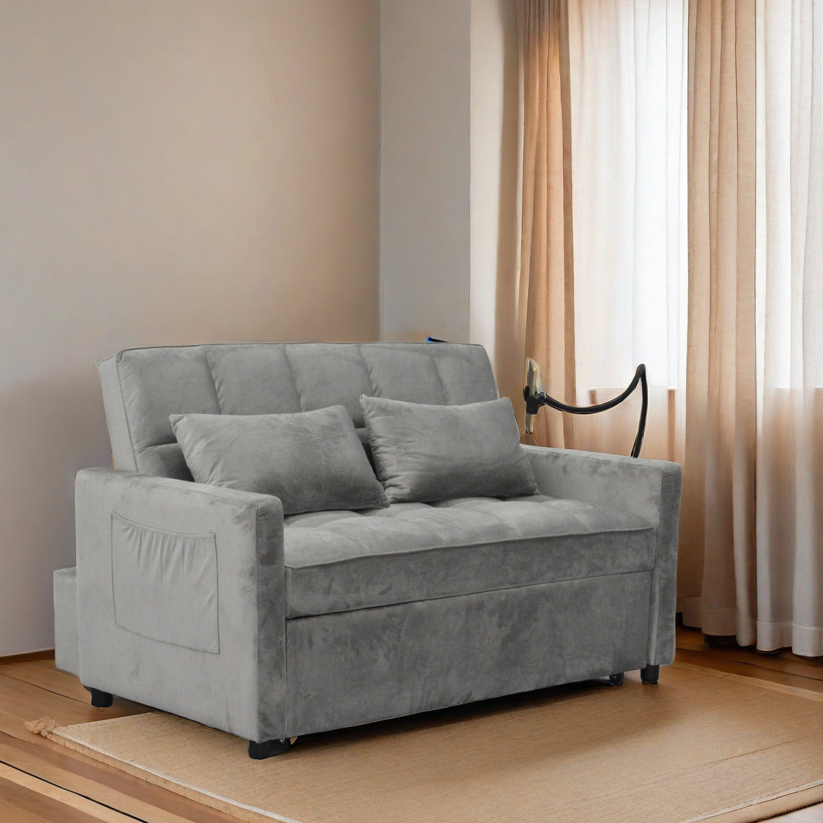 Modern Velvet Loveseat Futon Sofa