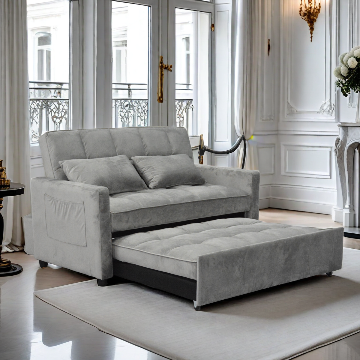 Modern Velvet Loveseat Futon Sofa