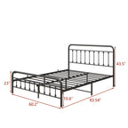 Metal Platform Bed Frame with Victorian Style Headboard