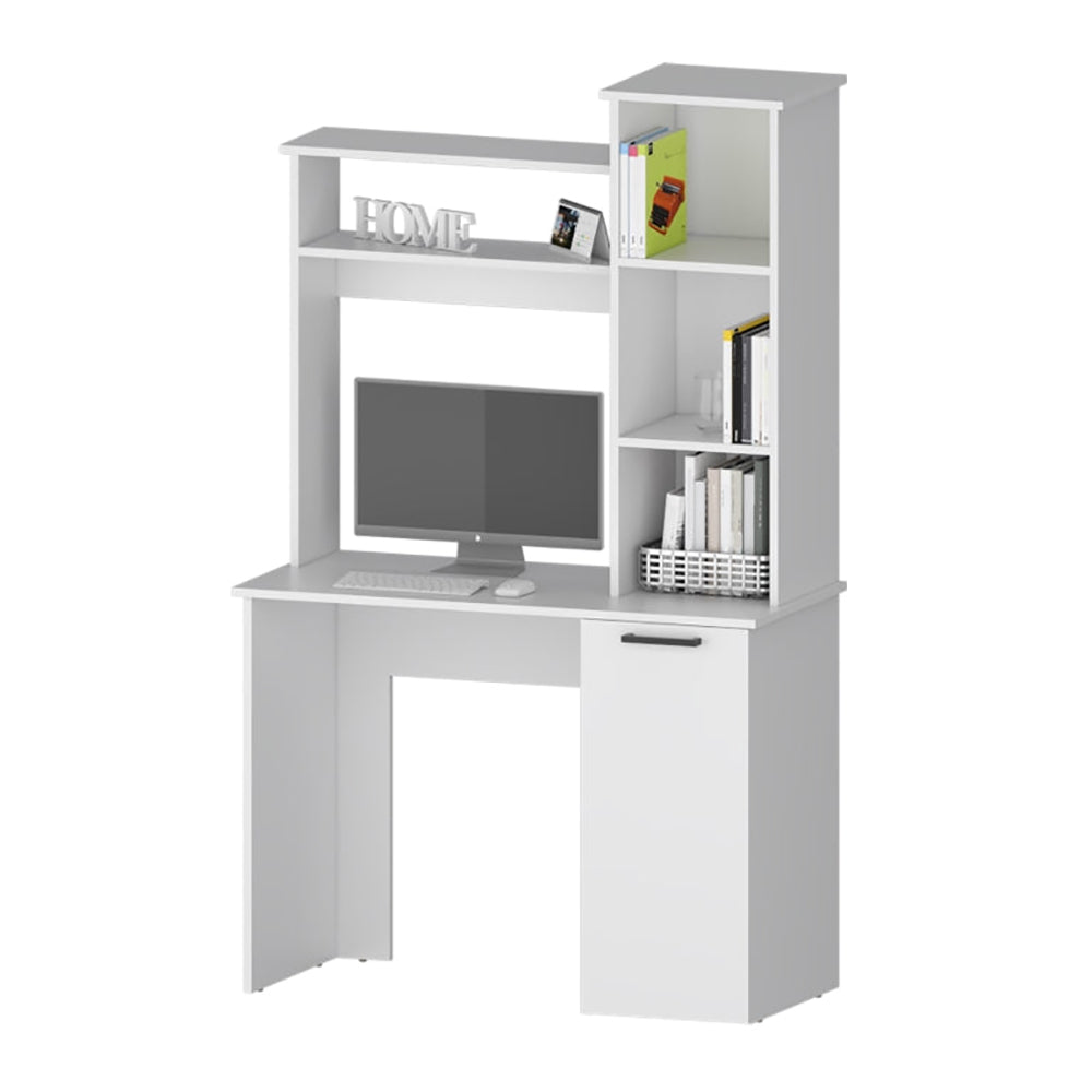 White 3-Tier Storage Shelves Computer Desk