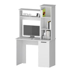 White 3-Tier Storage Shelves Computer Desk