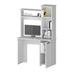 White 3-Tier Storage Shelves Computer Desk