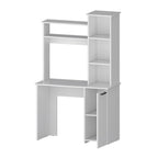 White 3-Tier Storage Shelves Computer Desk