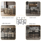 Set of 2 Barstools - Faux Leather Upholstered Modern Metal Frame
