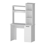 White 3-Tier Storage Shelves Computer Desk
