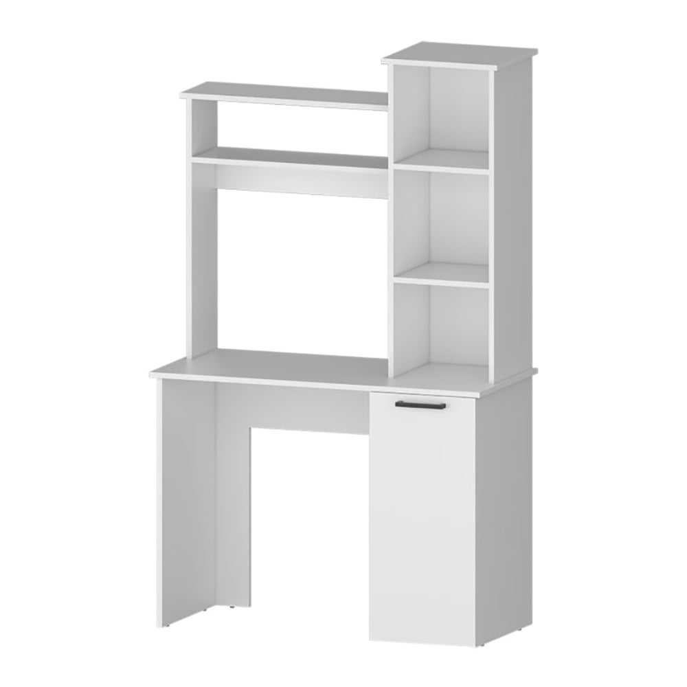 White 3-Tier Storage Shelves Computer Desk