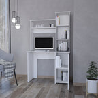 White 3-Tier Storage Shelves Computer Desk