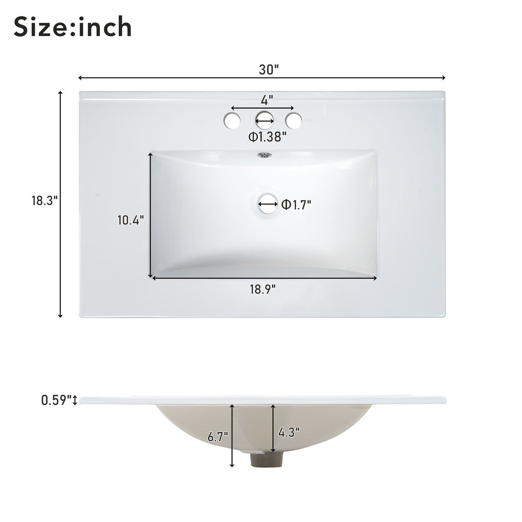 30" Modern Bathroom Vanity With Sink Combo Set