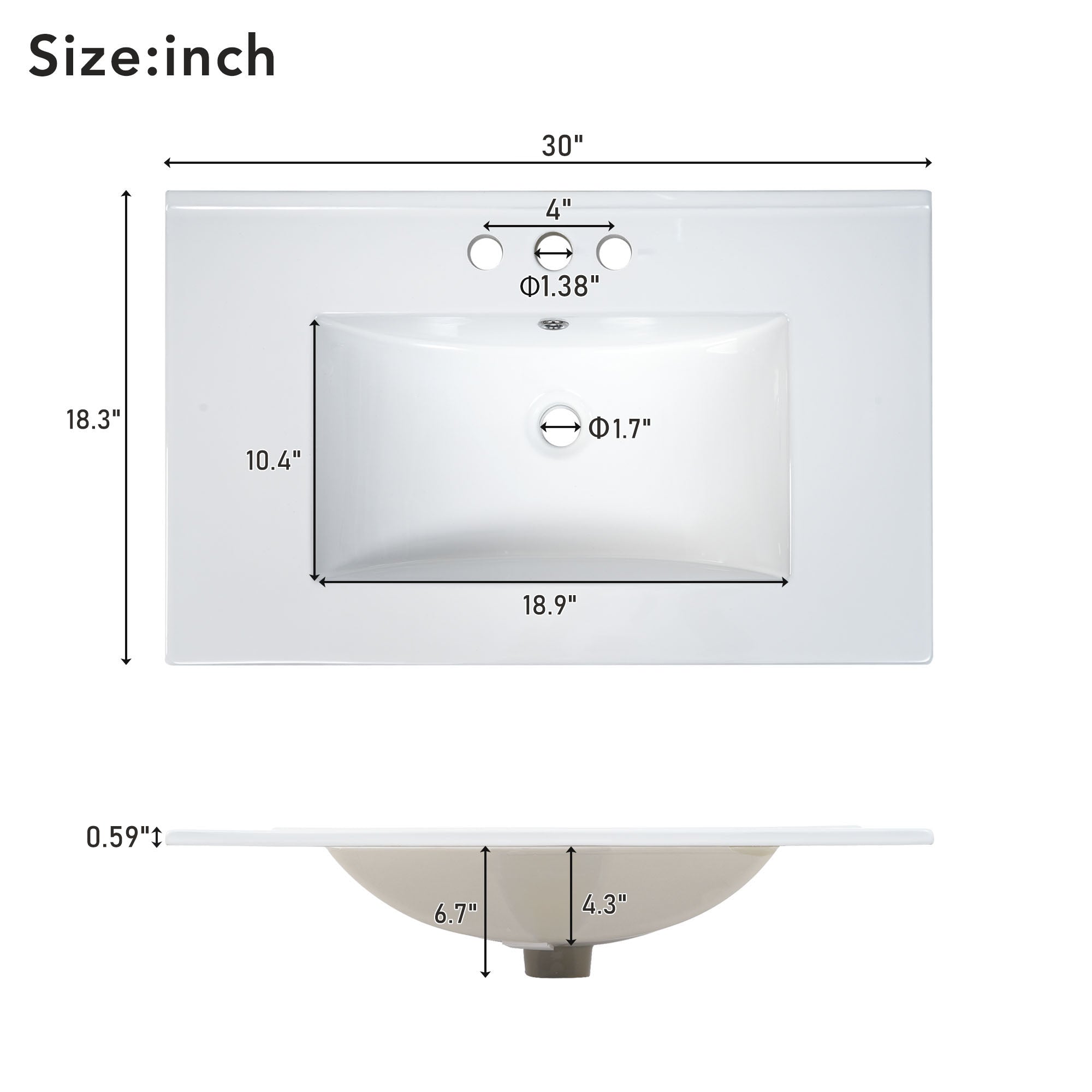 30" Modern Bathroom Vanity with Sink Combo Set