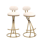 Round Bar Stool Armless Velvet Barstools Set of 2