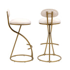 Round Bar Stool Armless Velvet Barstools Set of 2