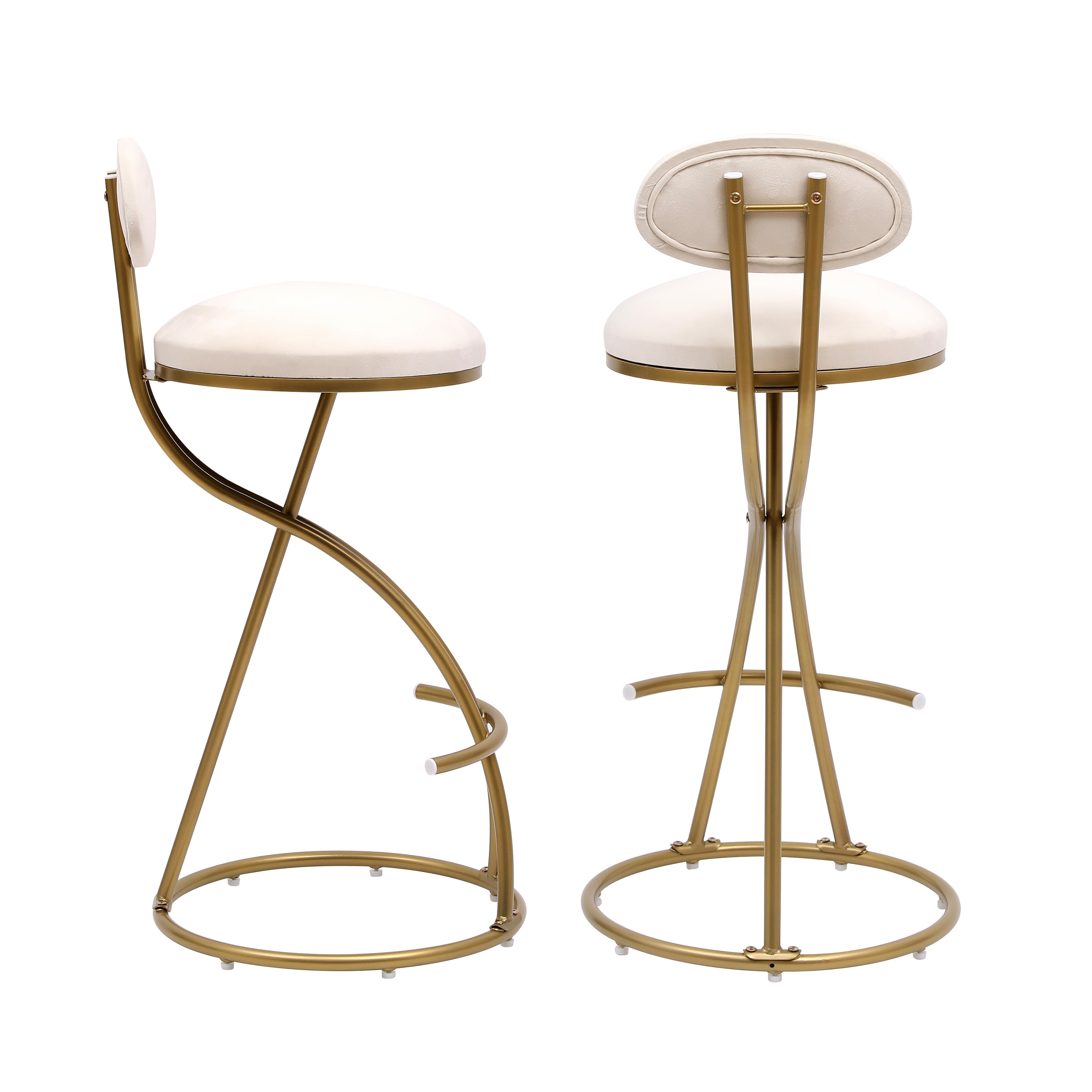 Round Bar Stool Armless Velvet Barstools Set of 2