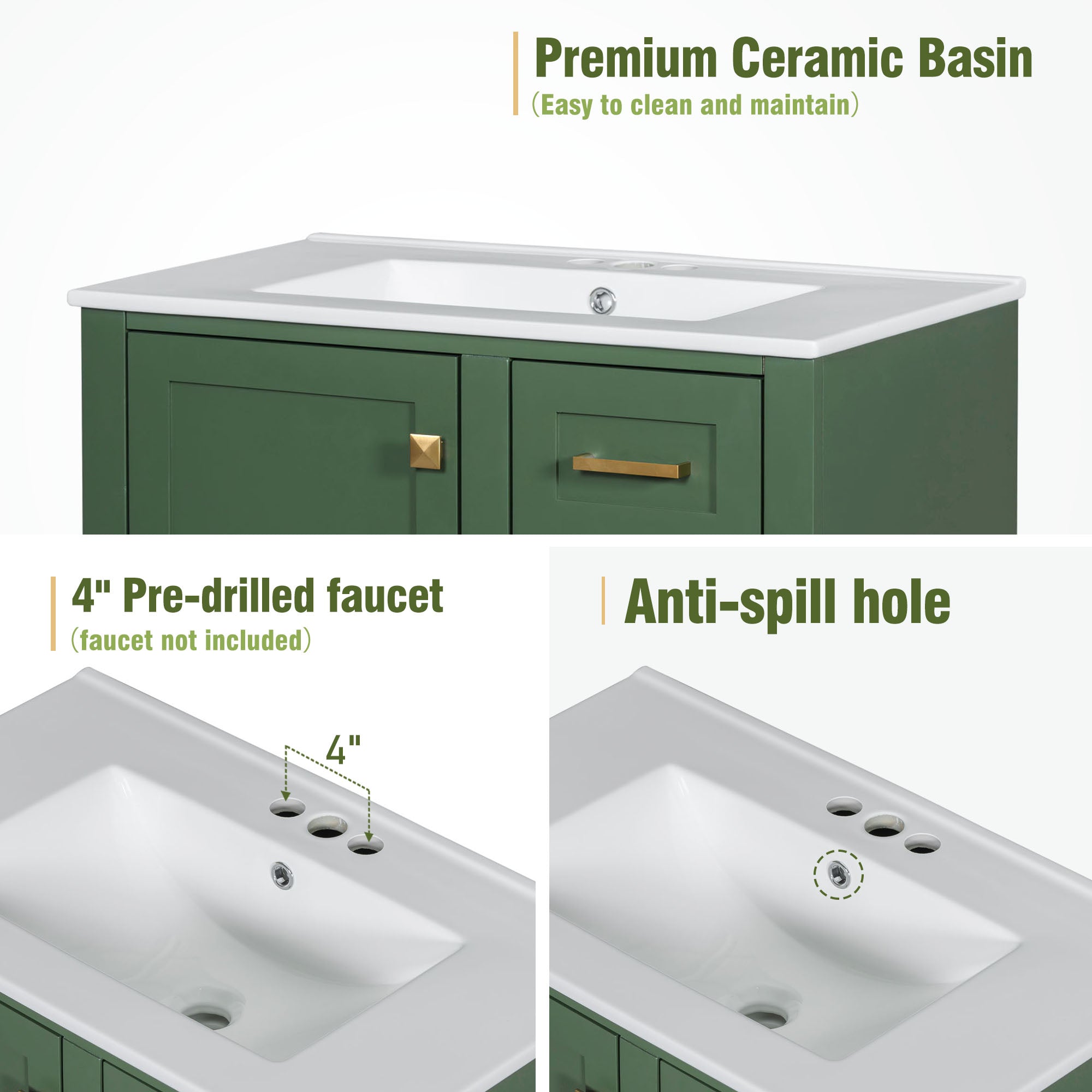 30" Bathroom Vanity in Green