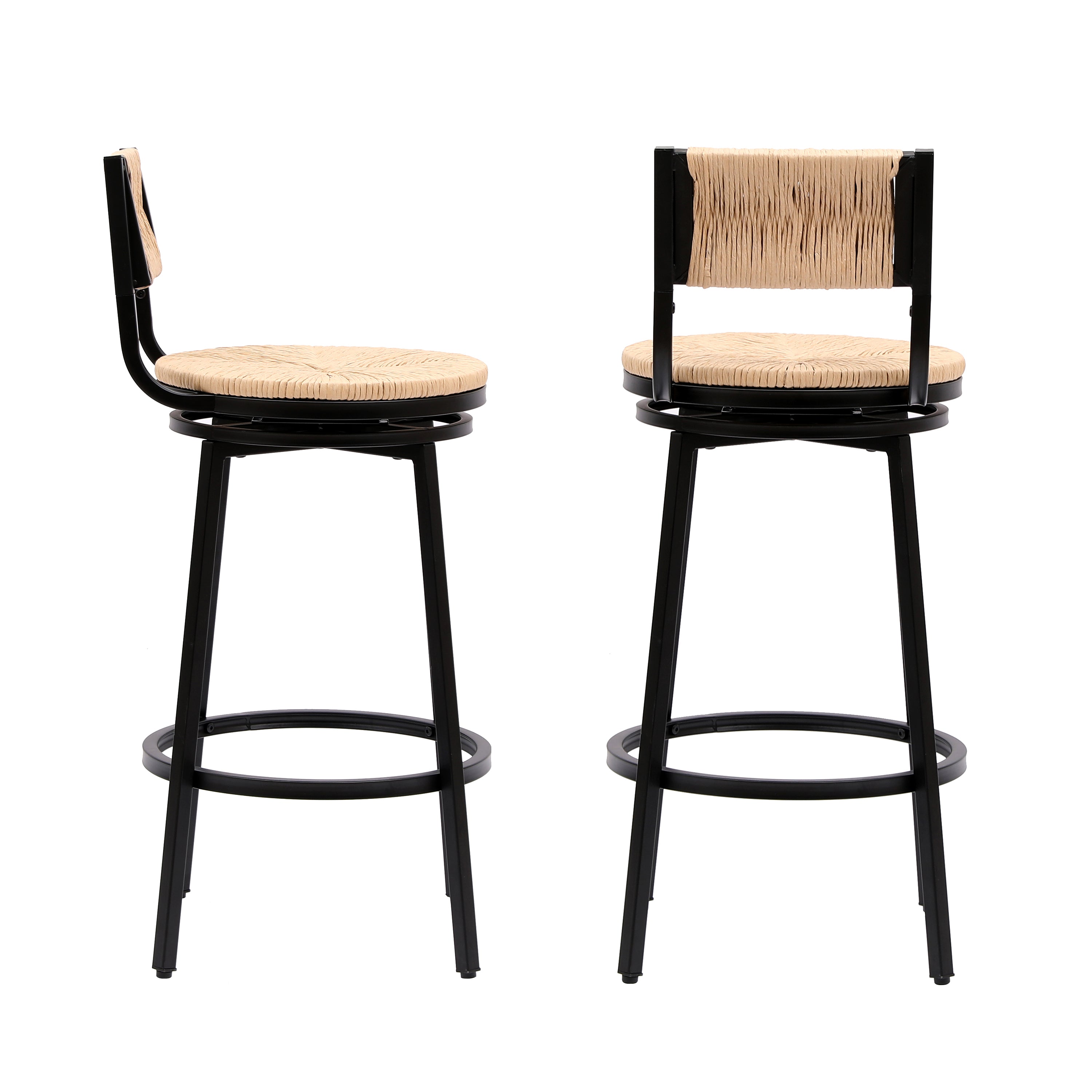 Honey Swivel Bar Stools with Paper Rope - Set of 2