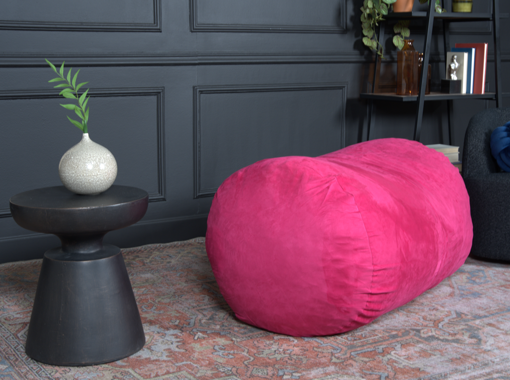 Michael 4 Foot Cylindrical Suede Bean Bag - Fuchsia