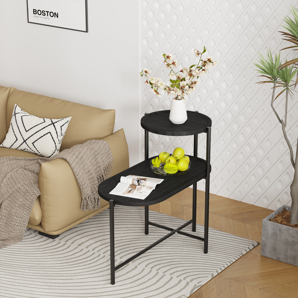 Round Coffee Table with Storage Tray
