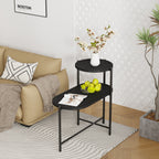 Round Coffee Table with Storage Tray