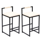 Set of 2 Barstools - Faux Leather Upholstered Modern Metal Frame