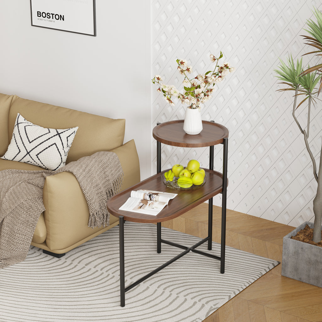 Small Coffee Tables: 2-Tier Modern Sofa Side Table