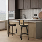 Honey Swivel Bar Stools with Paper Rope - Set of 2