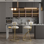 Round Bar Stool Armless Velvet Barstools Set of 2