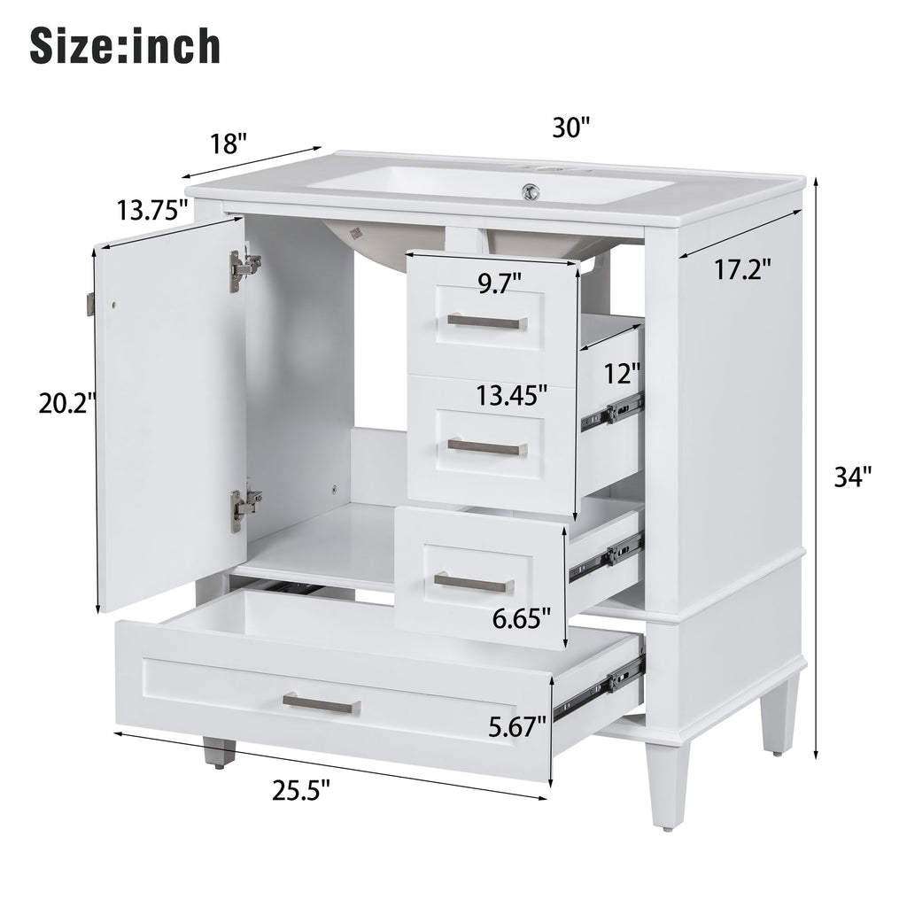 30" Bathroom Vanity with Sink Combo Set
