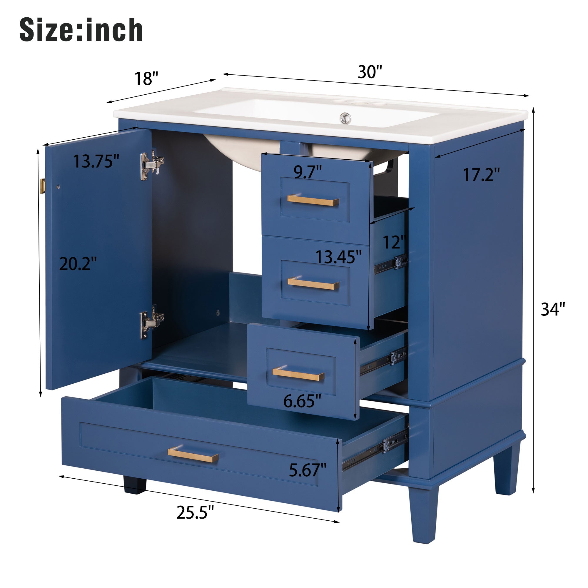 30" Bathroom Vanity Set with Sink Combo