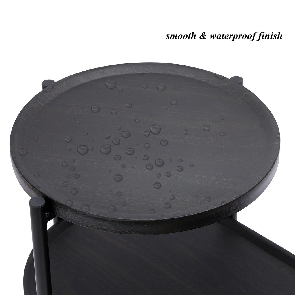 Round Coffee Table with Storage Tray