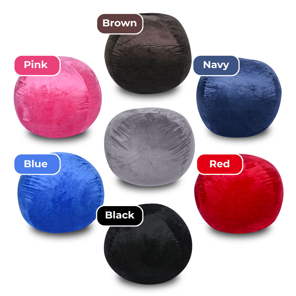 Minky Velvet Bean Bag Chair - Navy 5ft