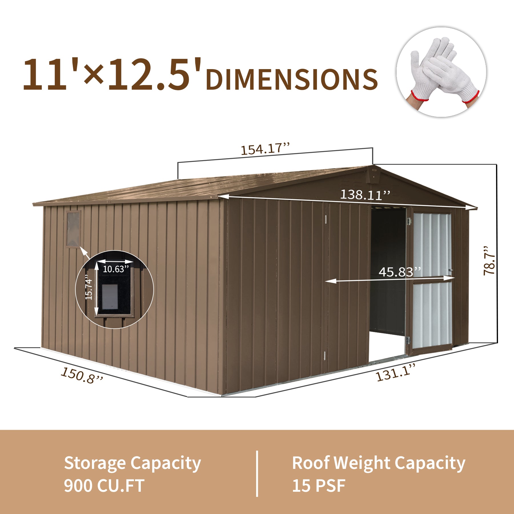 Backyard Storage Shed 11' x 12.5'