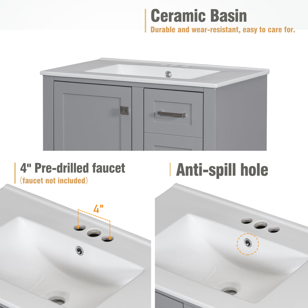 30" Modern Bathroom Vanity with Sink Combo Set