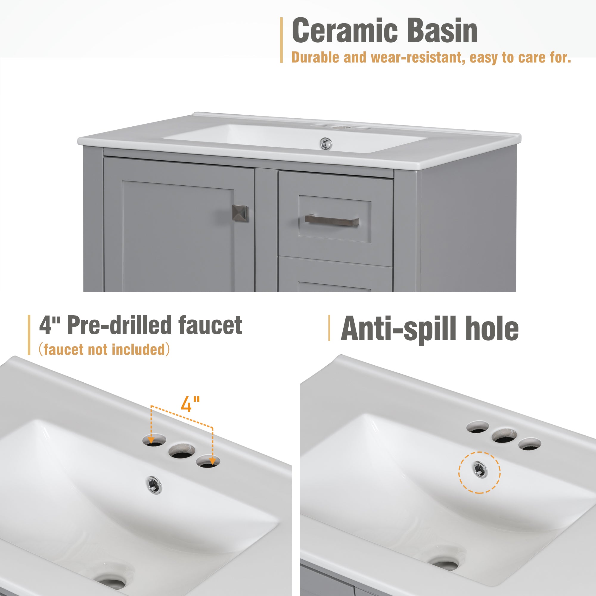 30" Modern Bathroom Vanity with Sink Combo Set