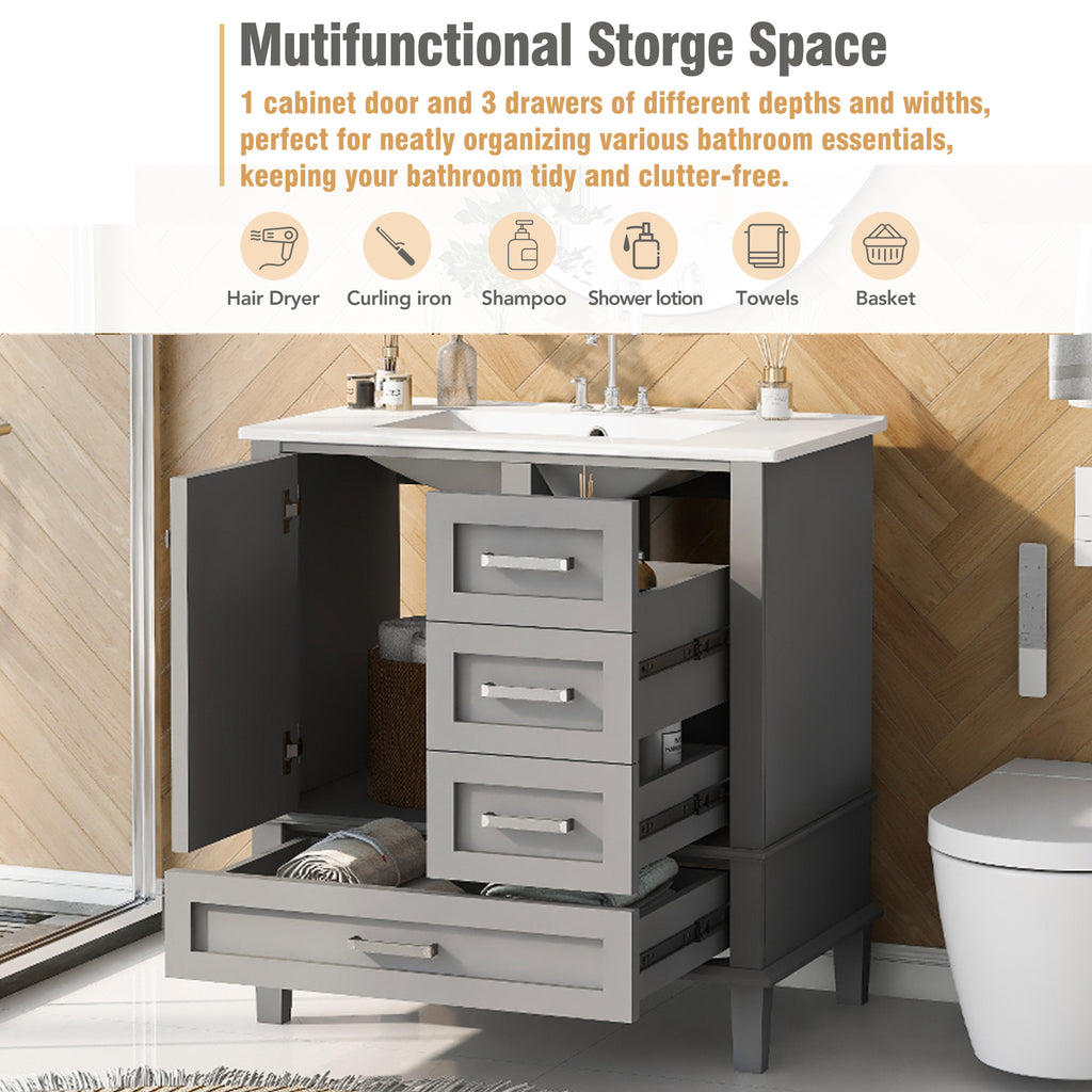 30" Modern Bathroom Vanity with Sink Combo Set