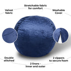 Minky Velvet Bean Bag Chair - Navy 5ft