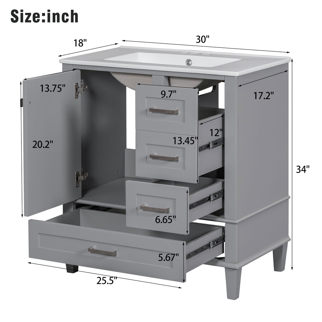 30" Modern Bathroom Vanity with Sink Combo Set