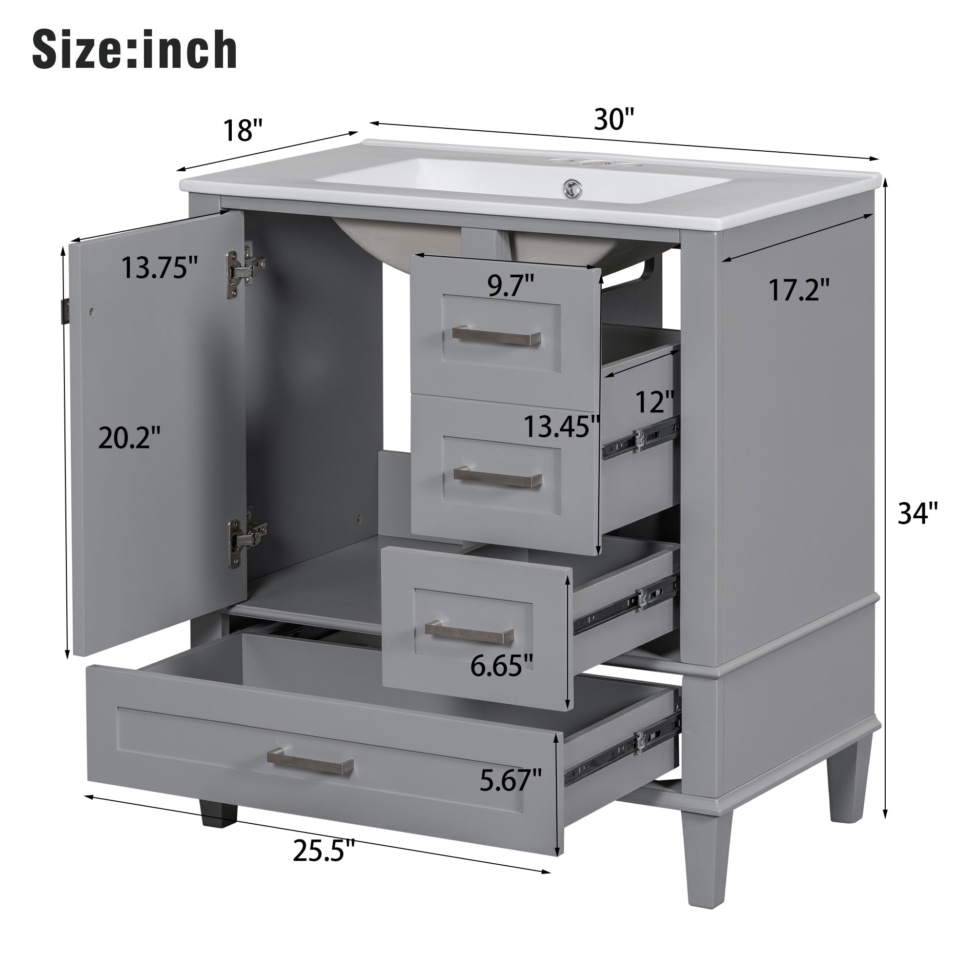 30" Modern Bathroom Vanity with Sink Combo Set
