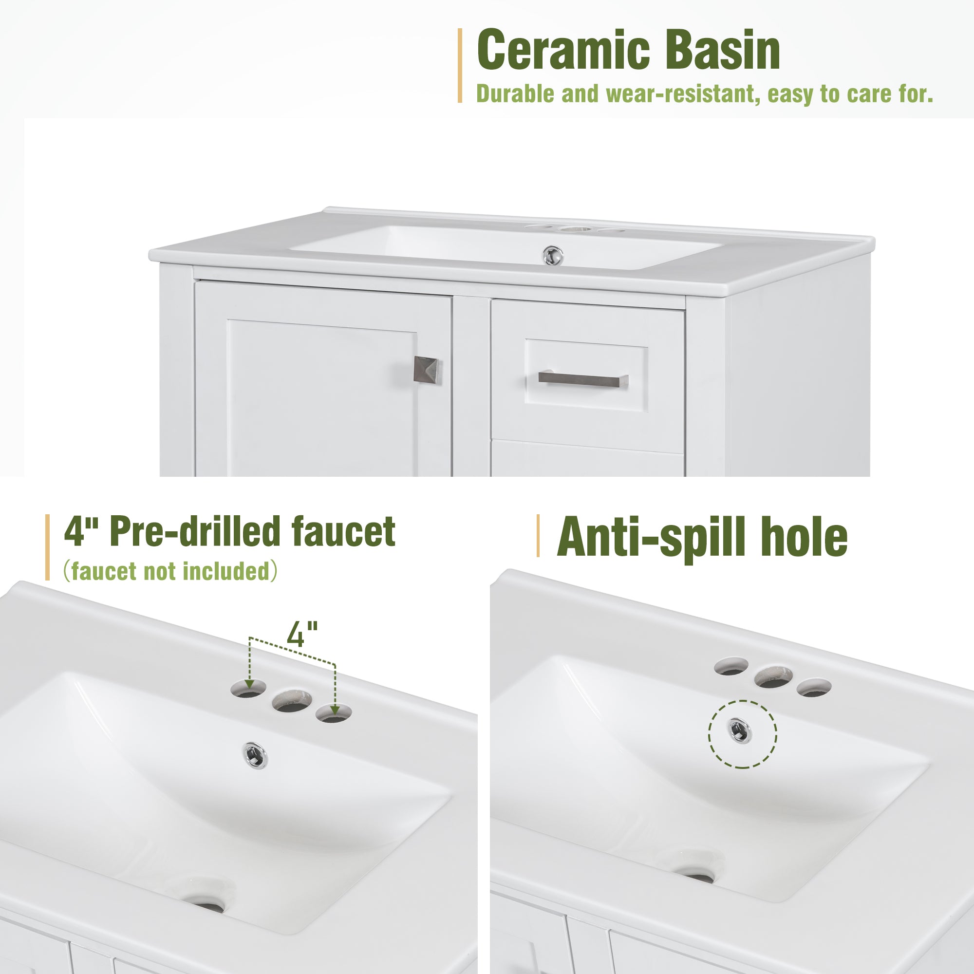 30" Bathroom Vanity with Sink Combo Set