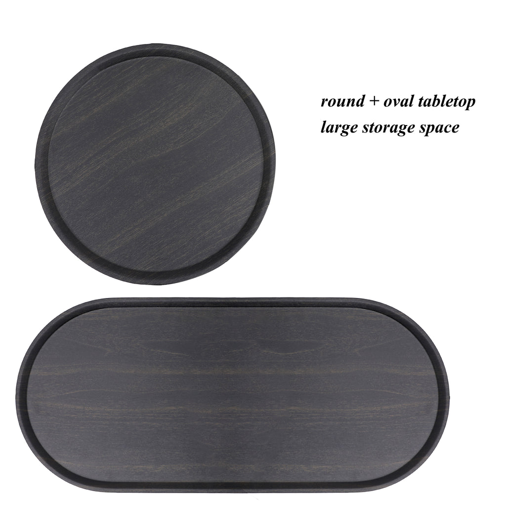 Round Coffee Table with Storage Tray