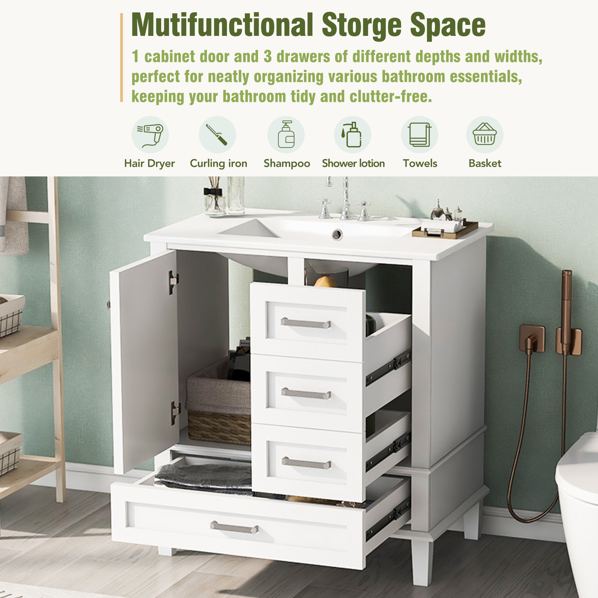 30" Bathroom Vanity with Sink Combo Set